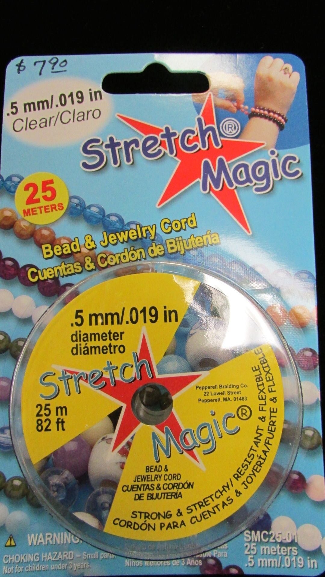 Stretch Magic .5mm Elastic Cord; Clear or Black, 10 meter or 25