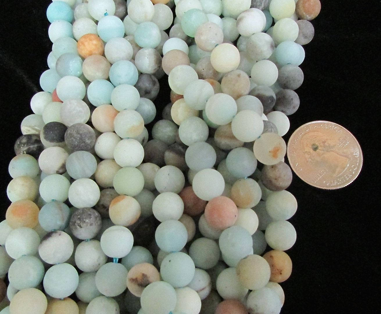 Amazonite Matte Round beads 6 or 8mm, 15.5 inch  strand