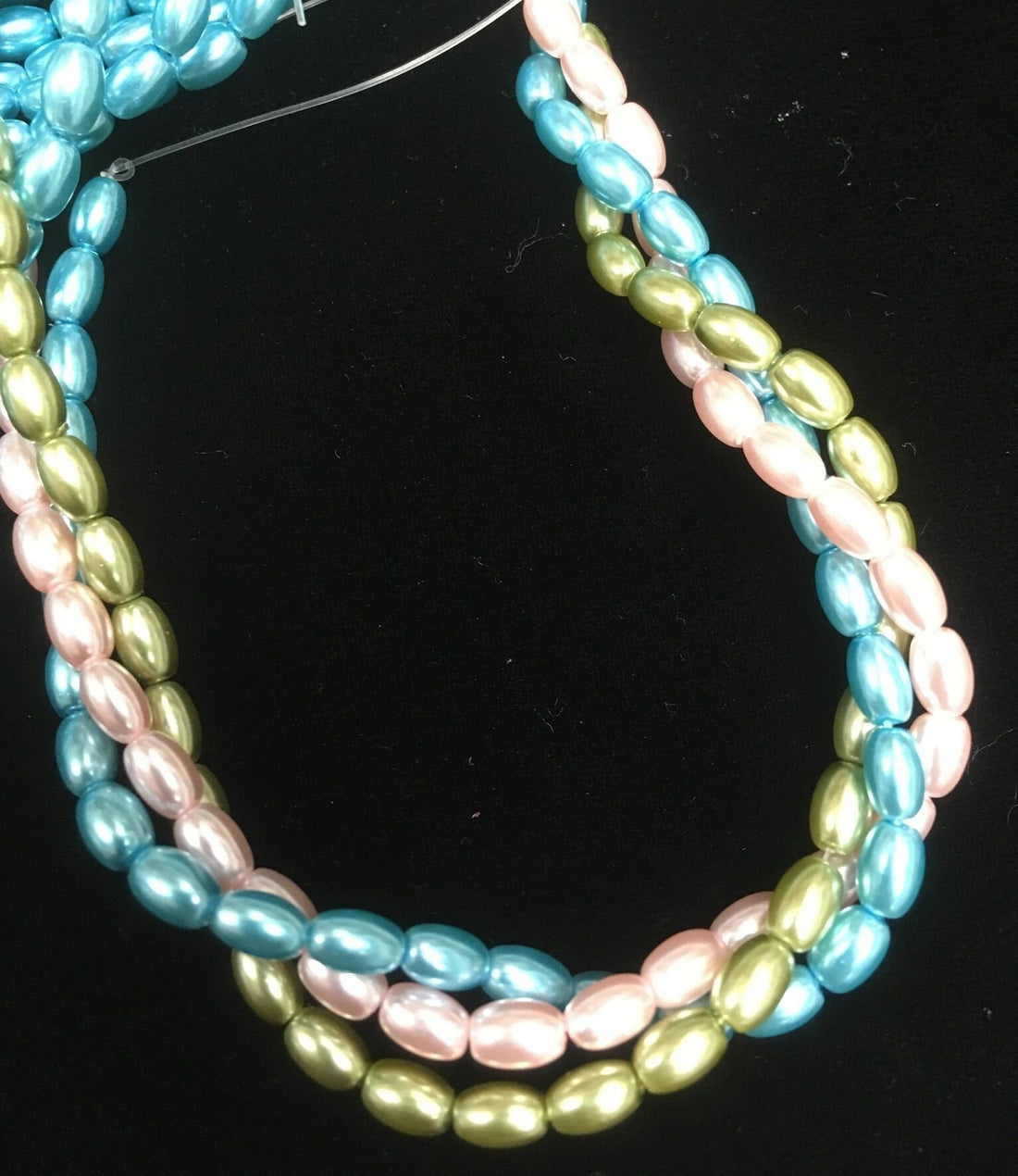 Glass Rice Pearl 6x4mm 3-strands "Spring Time"