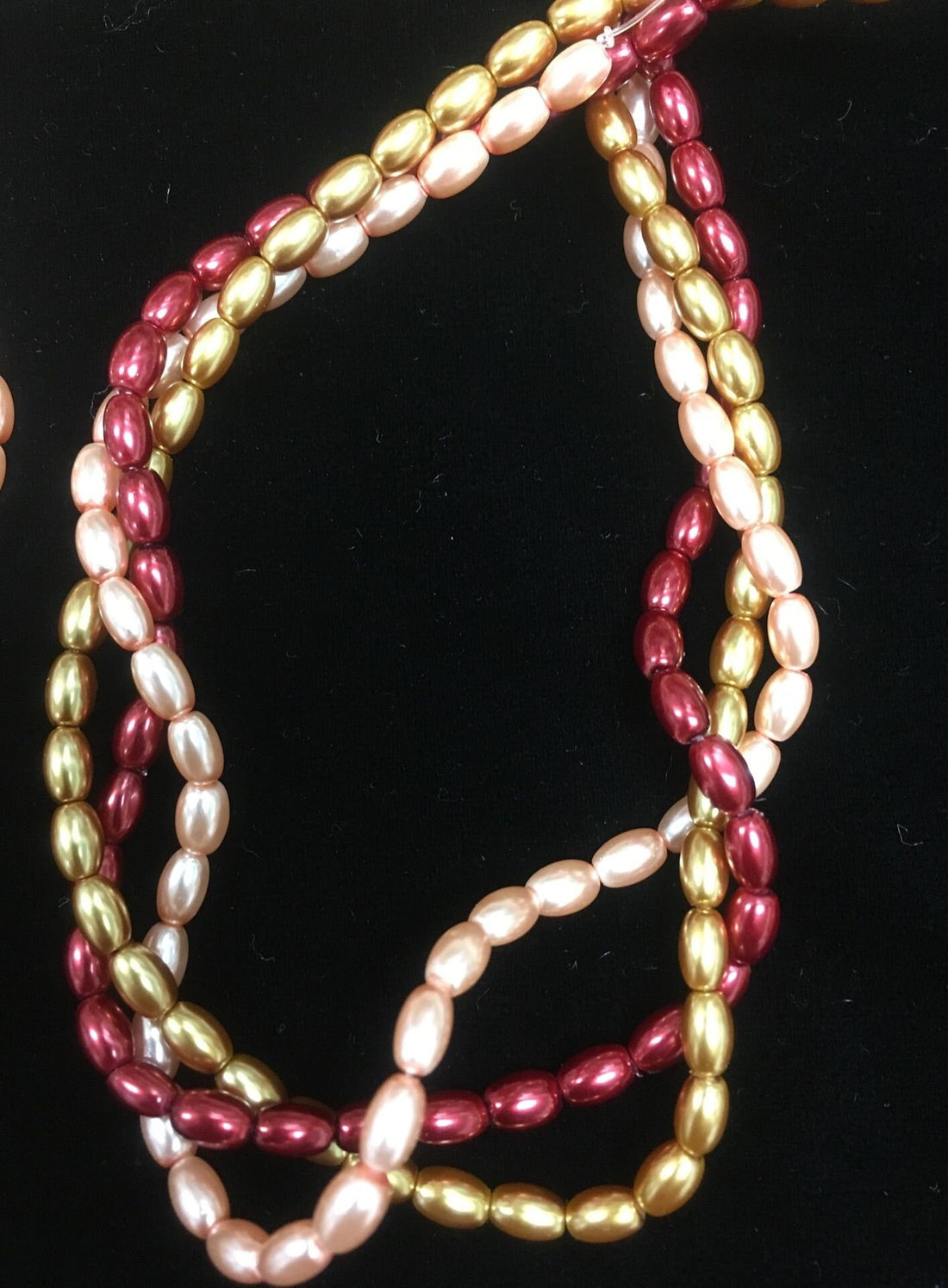 Glass Rice Pearl 6x4mm 3-strands &quot;Sunset&quot;