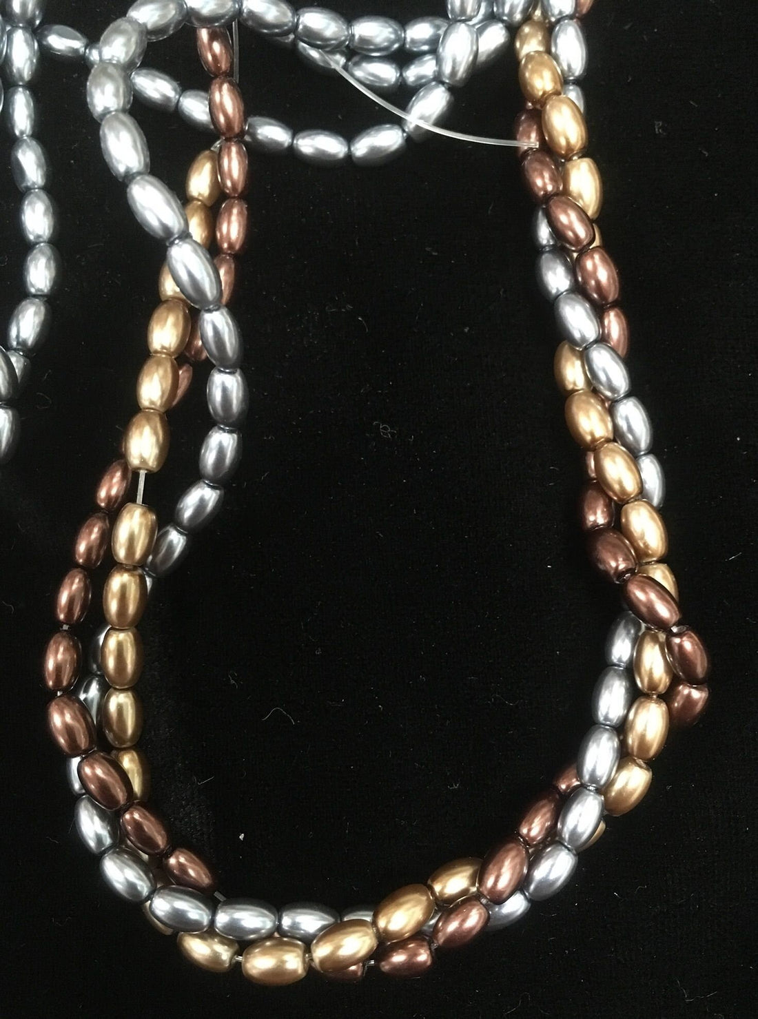Glass Rice Pearl 6x4mm 3-strands &quot;Metal Craze&quot;