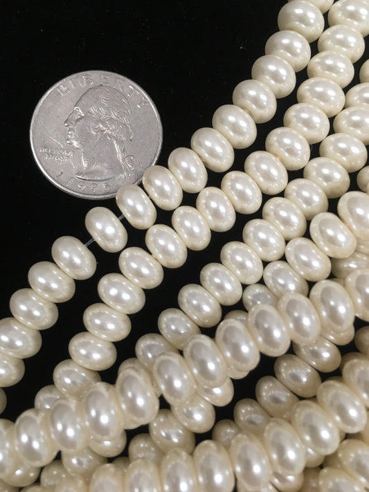 Glass Rondelle Pearl 8x5mm 16-inch strand, choose from 3 colors