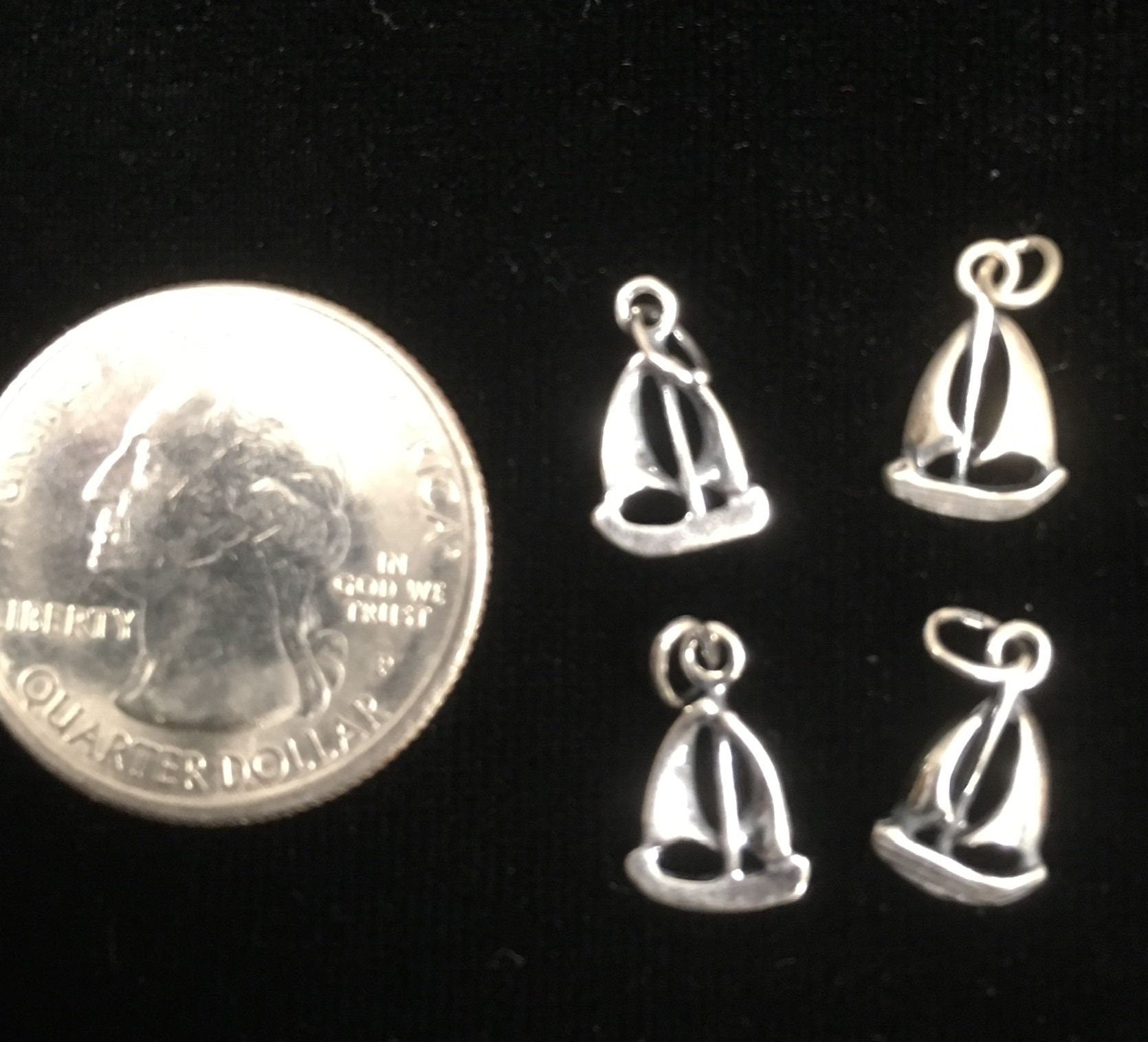 Sailboat sterling silver charm 2 pc