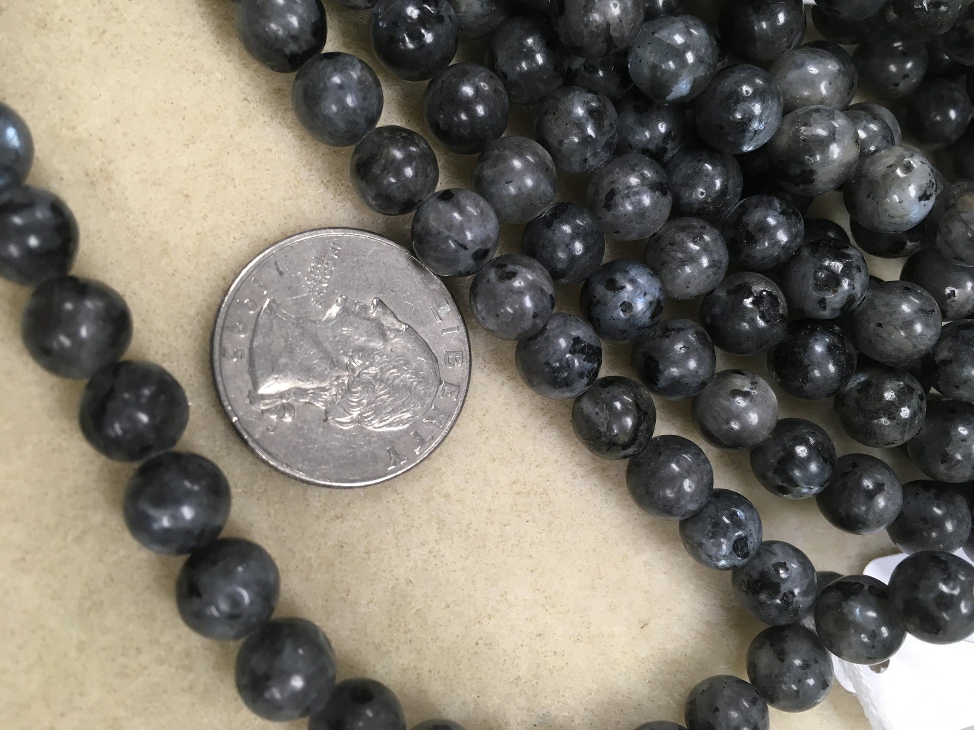 SALE! Larvakite round smooth polished 8mm beads,