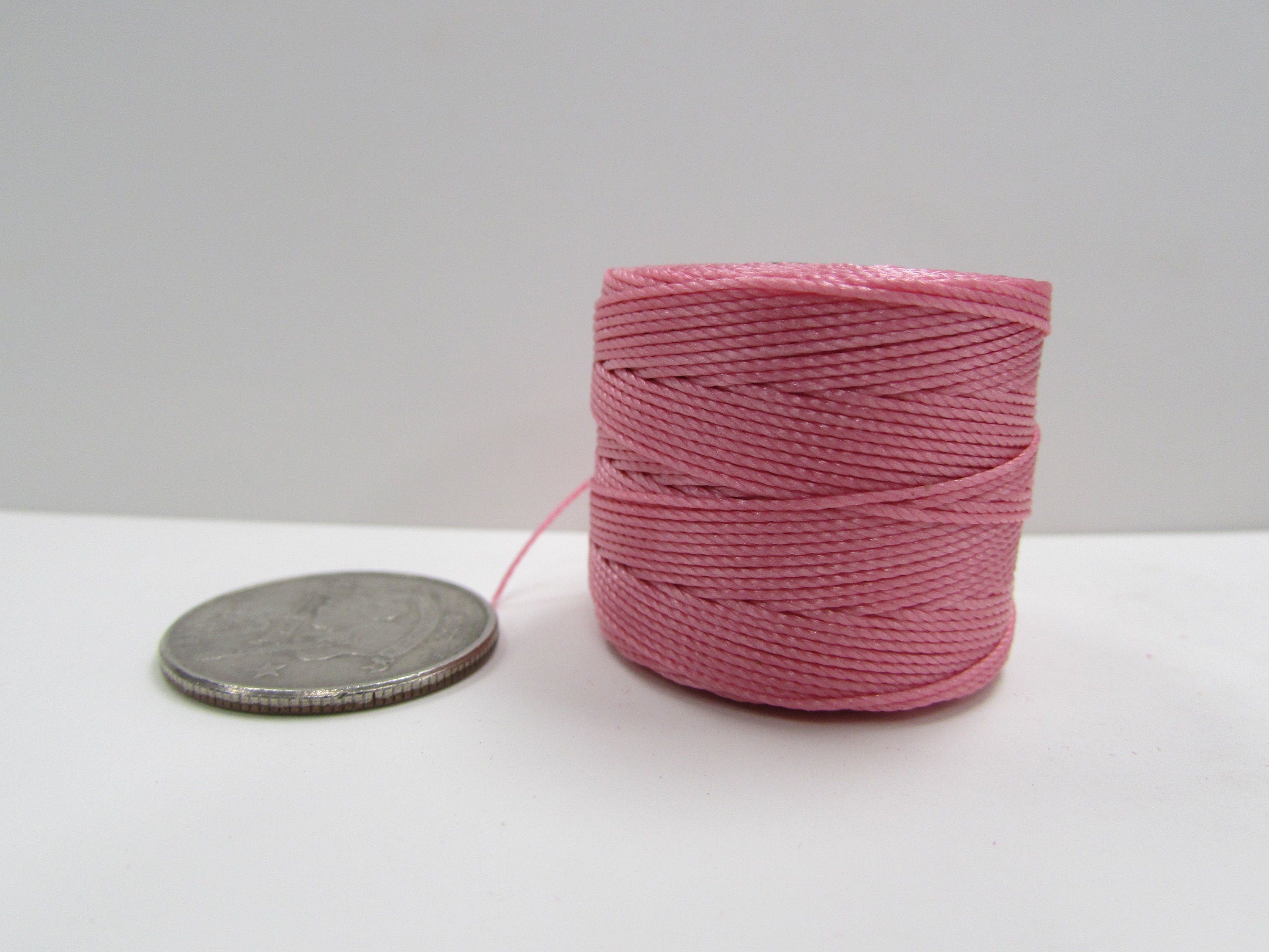 S-lon Pink Tex 210 nylon .5mm beading cord, mini macrame;