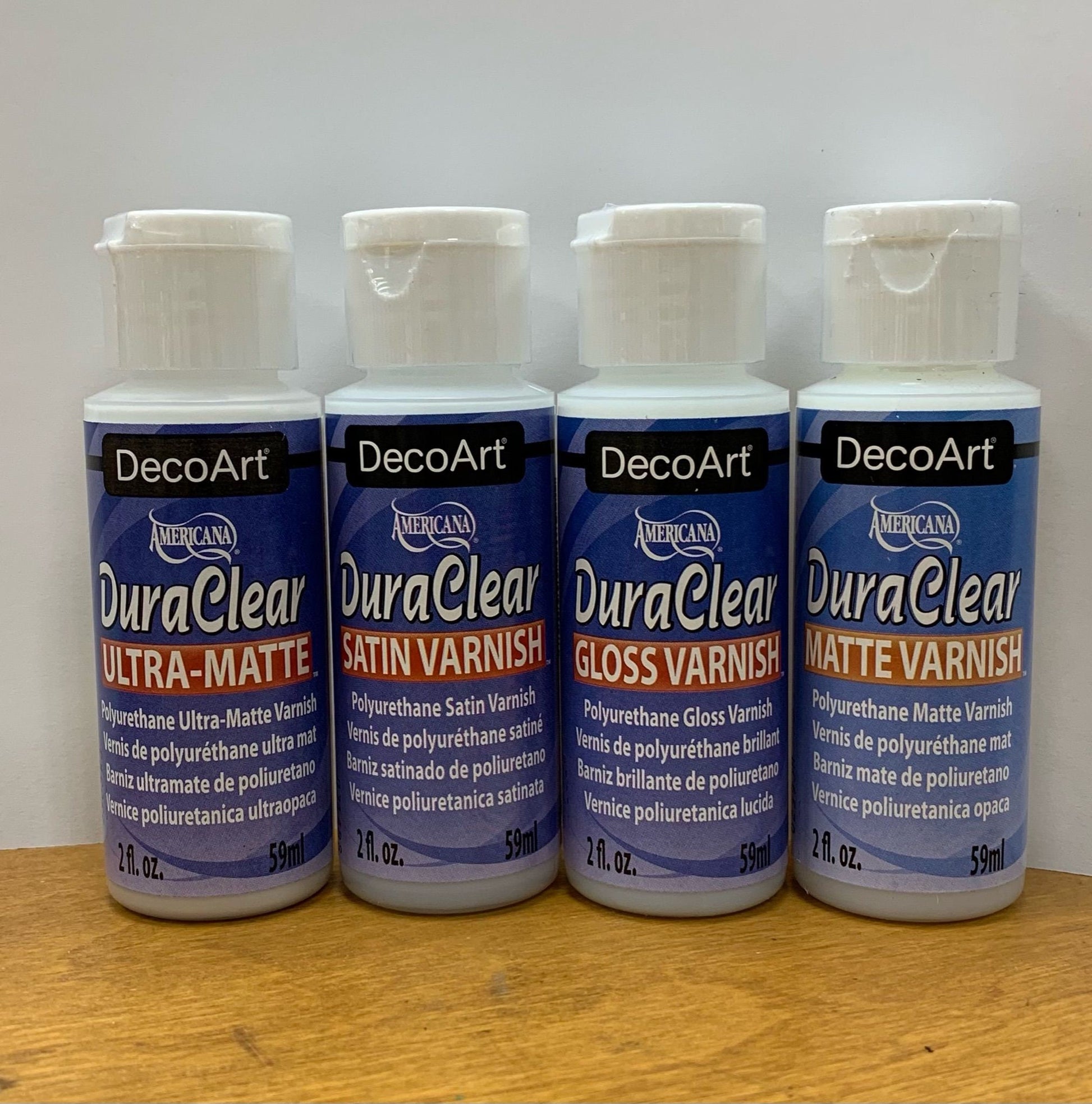 DuraClear acrylic varnish by DecoArt, 2 ounce bottle, 4 options