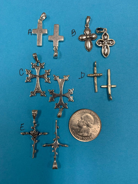 Bali and Hill Tribe Sterling Silver Cross, various prices