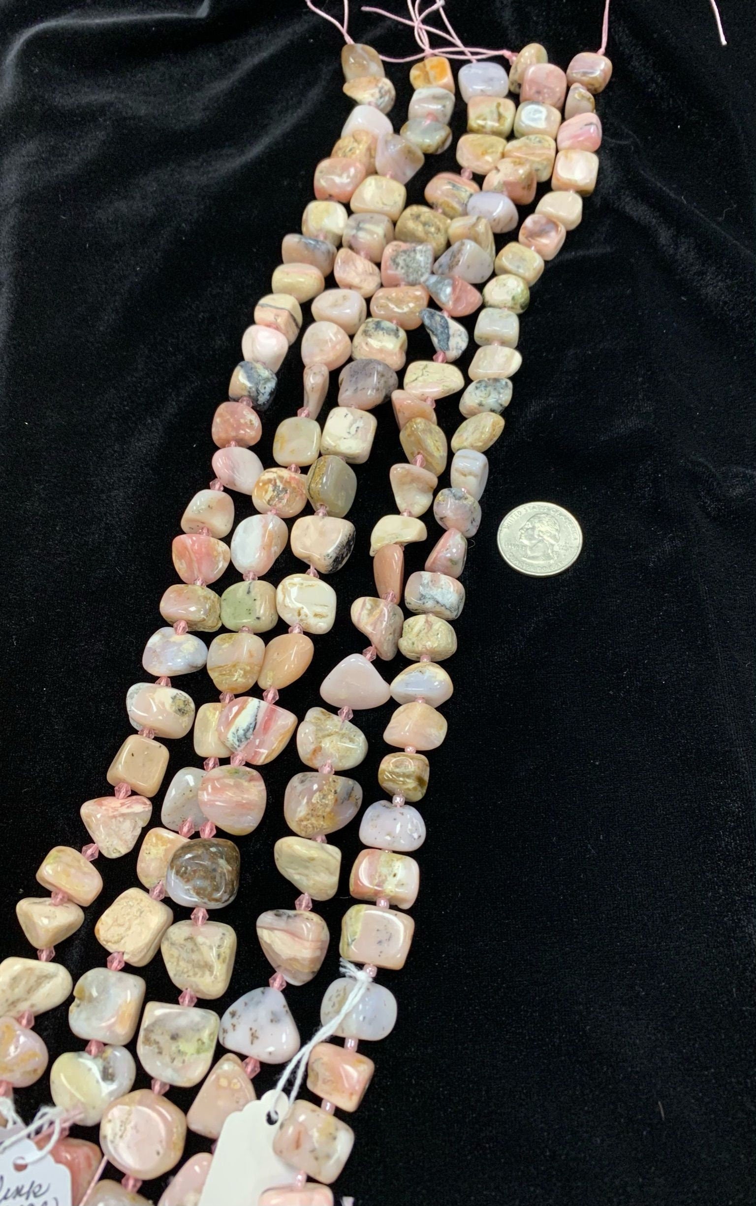 Pink Opal Nuggets, 14-18mm, smooth on 16-inch strand