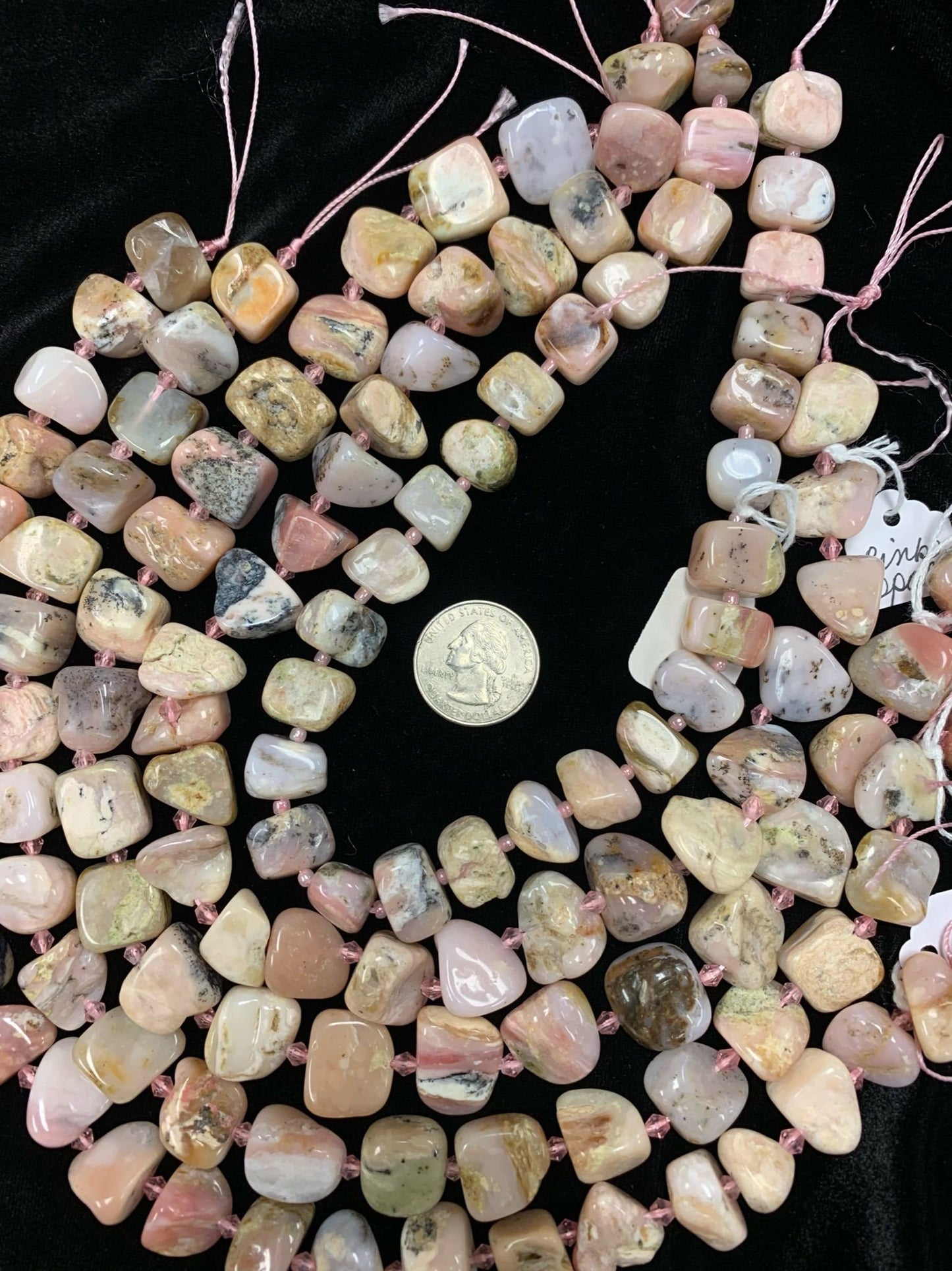 Pink Opal Nuggets, 14-18mm, smooth on 16-inch strand