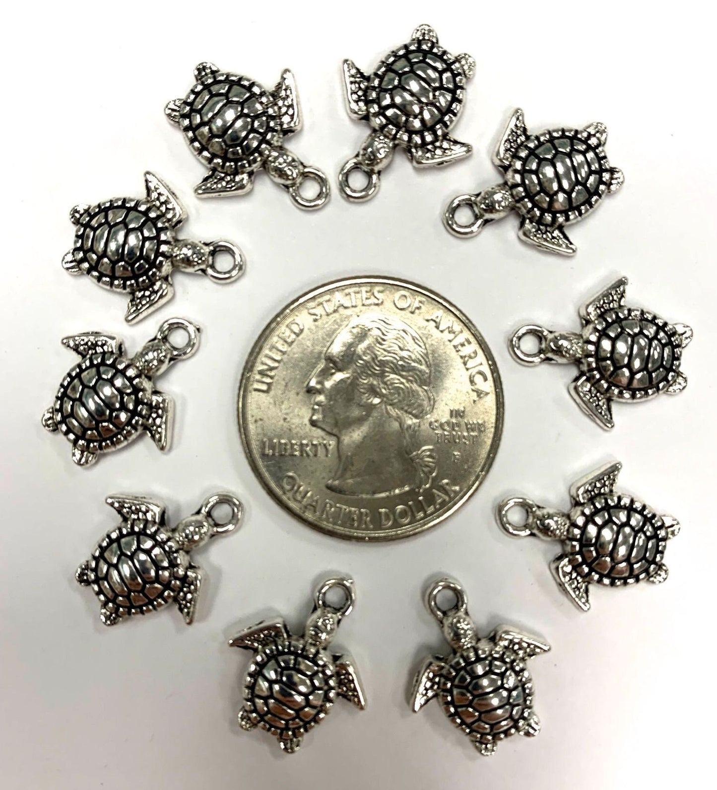 Turtle Charms, 10 pc silverplate
