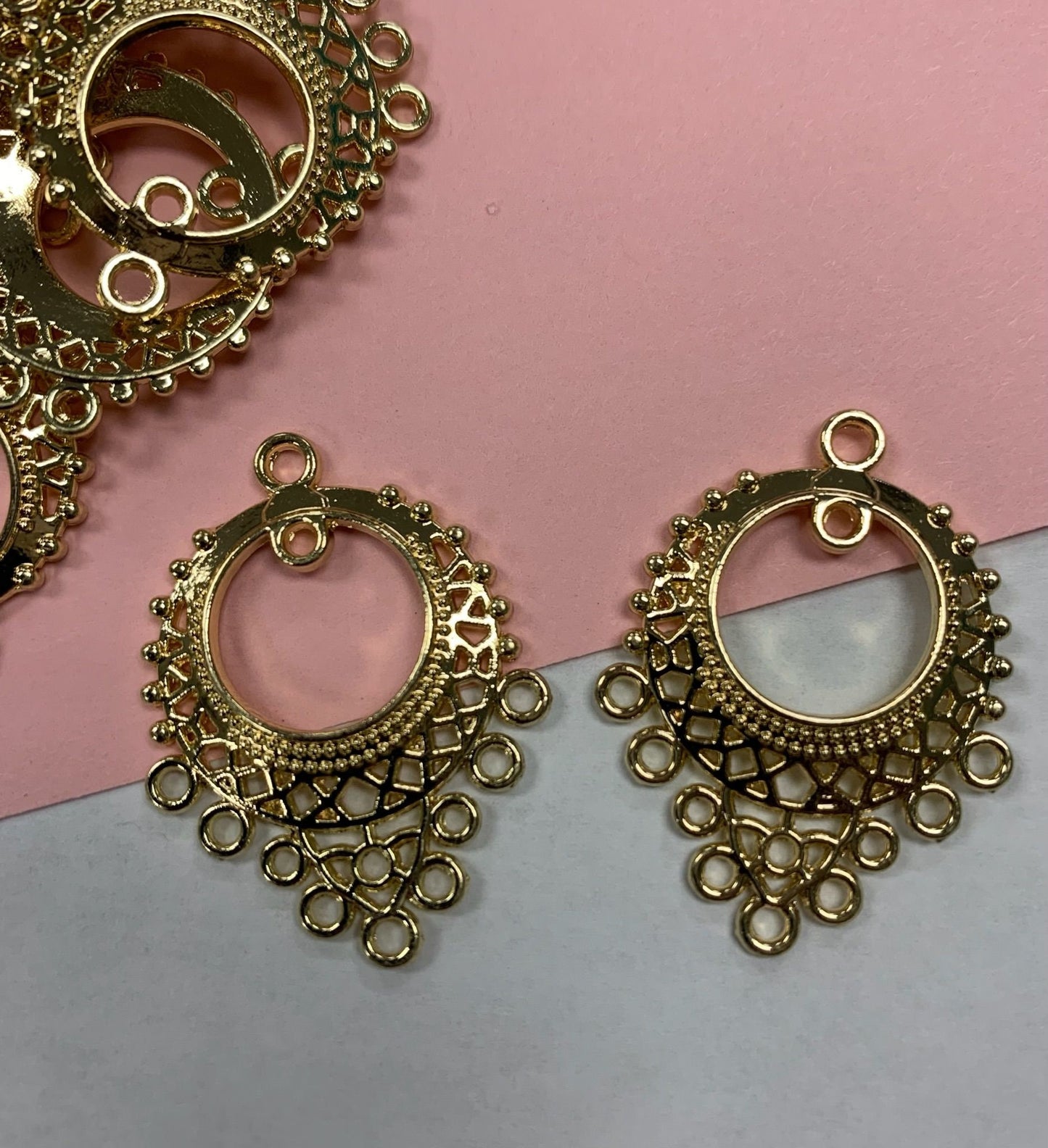 Goldplate Filigree Earring Chandelier Connector/Drops