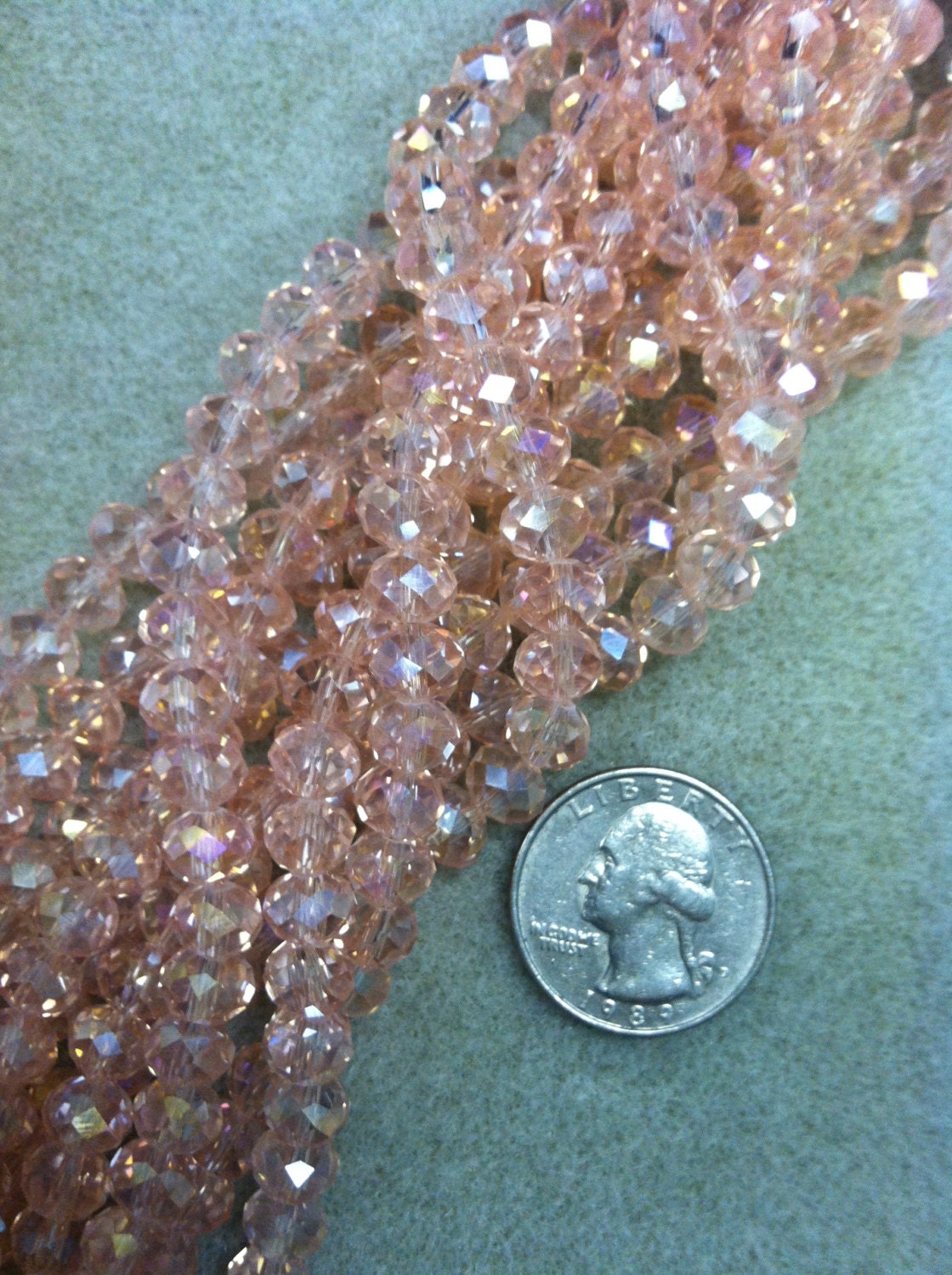 Crystal 8x5mm rondelles (Peach 2q)