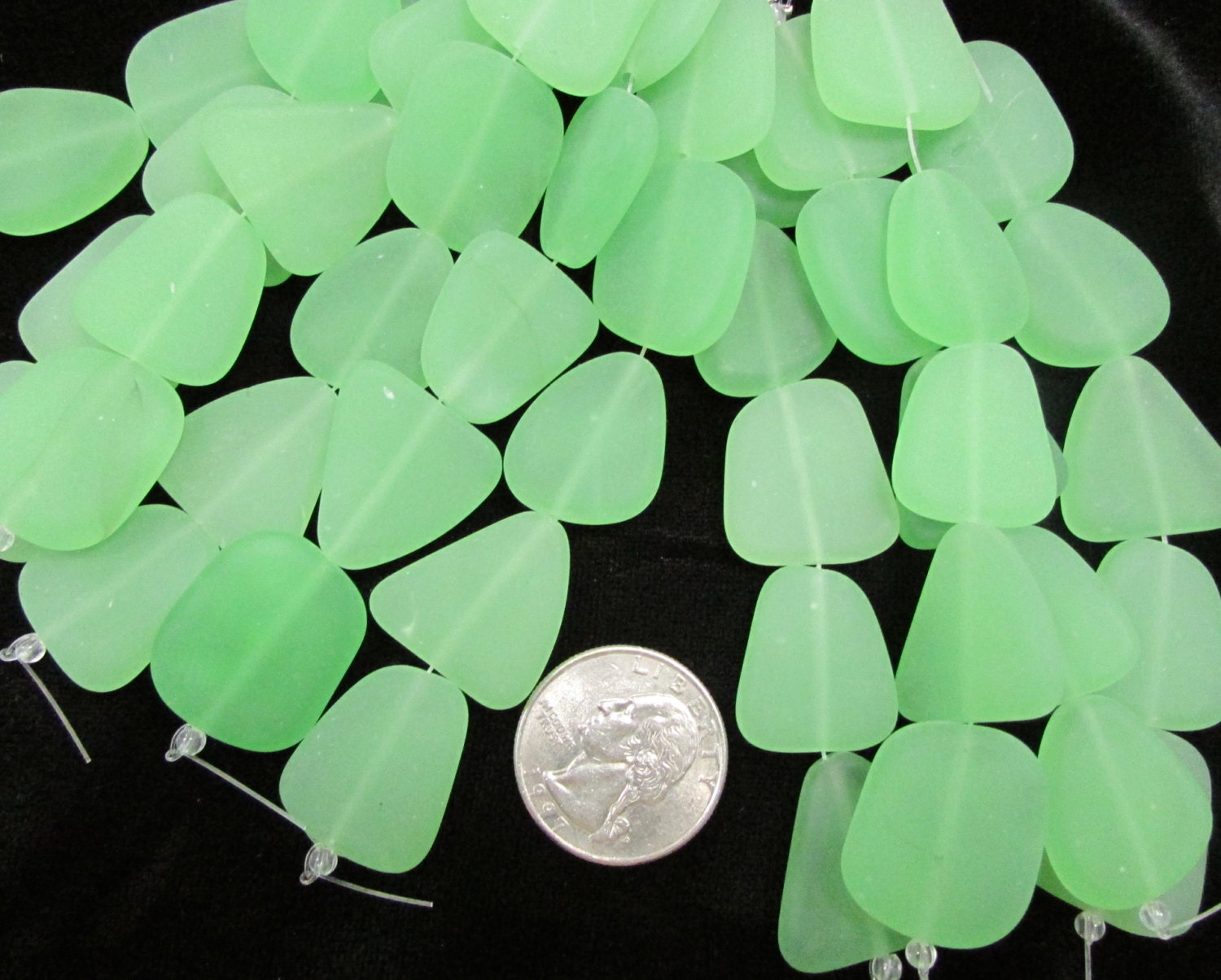Sea Glass Green 20-25mm Simulated slabs, 5-piece strand