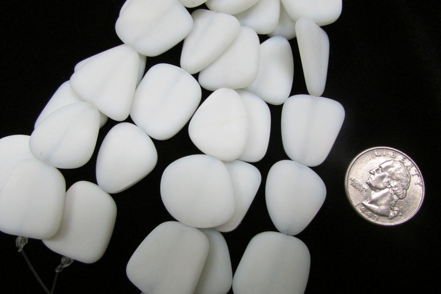 Sea Glass, Opaque White 20-25mm Simulated slabs in 5-piece strands