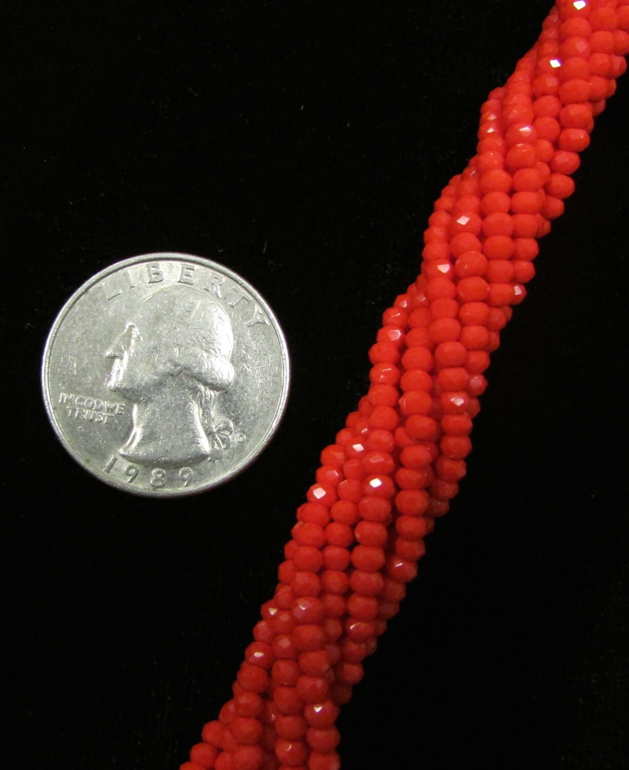 Chinese Crystal, Red Orange 1.5x2.5mm Rondelles (4k)