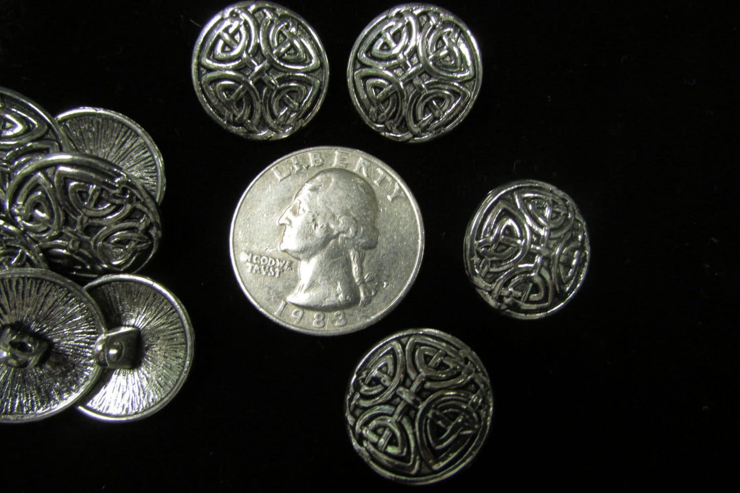 Celtic pattern buttons 4 pc pewter style A
