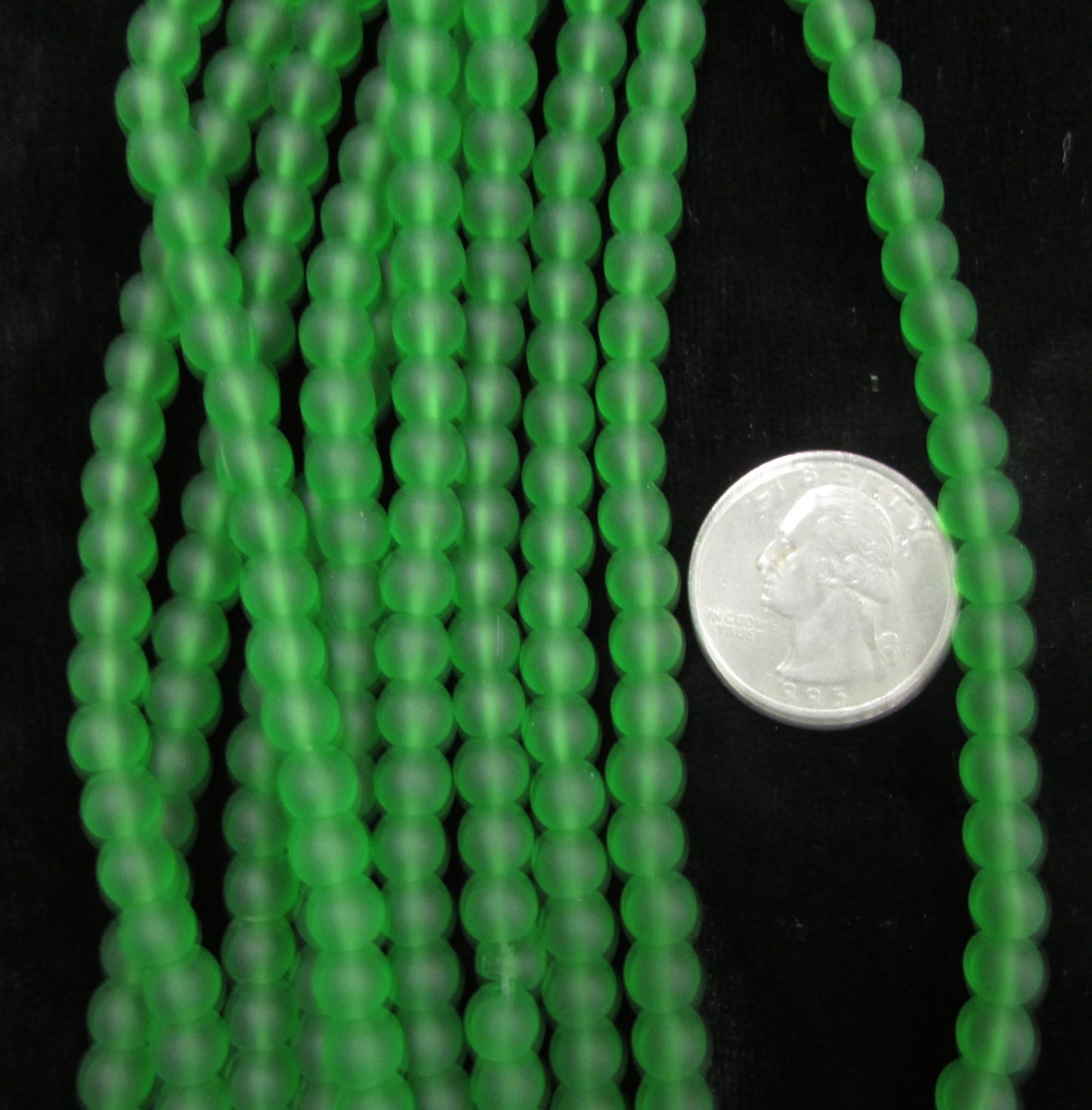 Simulated Sea Glass 8mm Rounds Grass Green, 2-8 inch strands