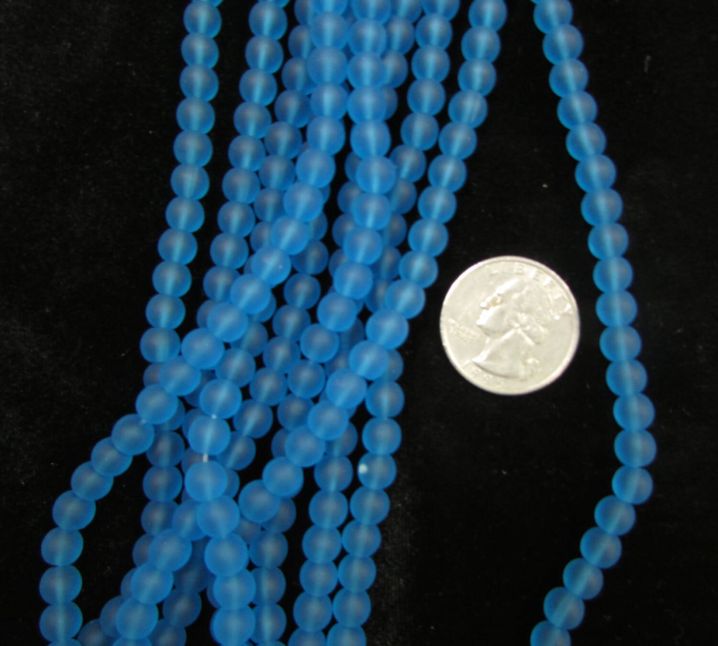 Simulated Sea Glass 8mm Rounds Lt. Teal, 2-8 inch strands