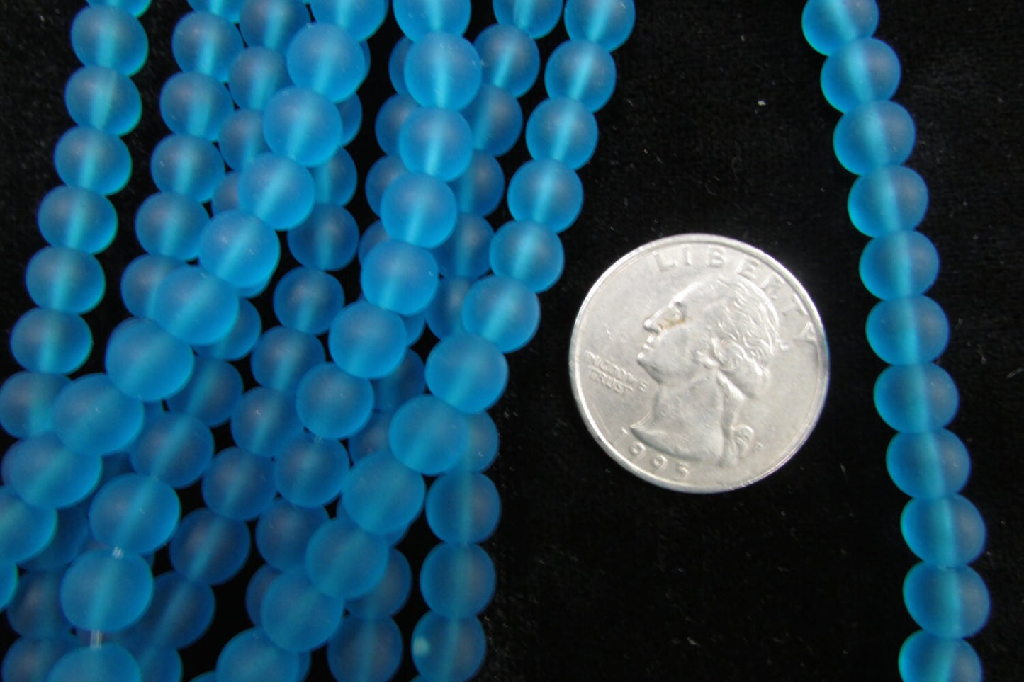 Simulated Sea Glass 8mm Rounds Lt. Teal, 2-8 inch strands