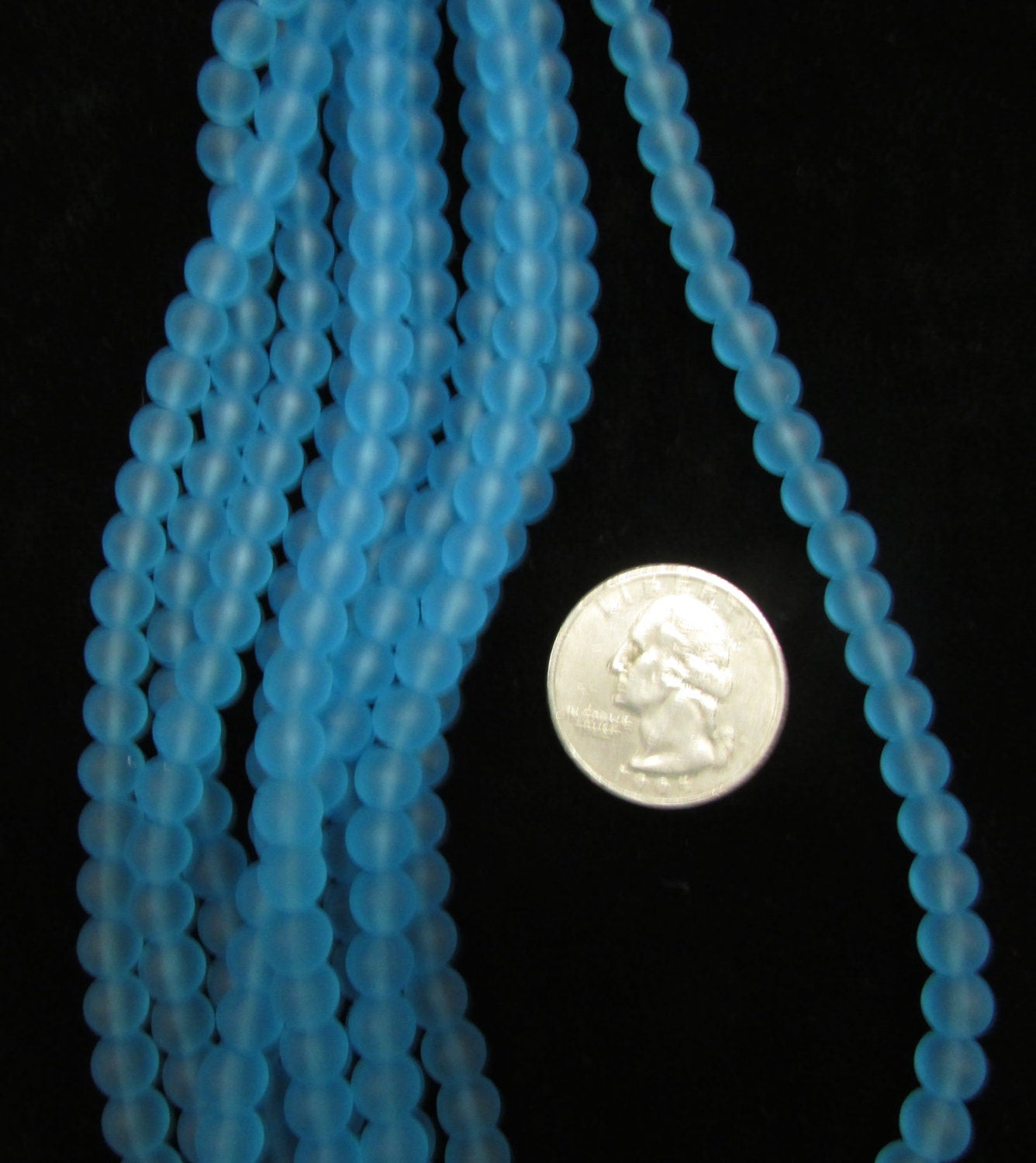 Sea Glass 8mm Round bead, Turquoise, 2-8 inch strand,