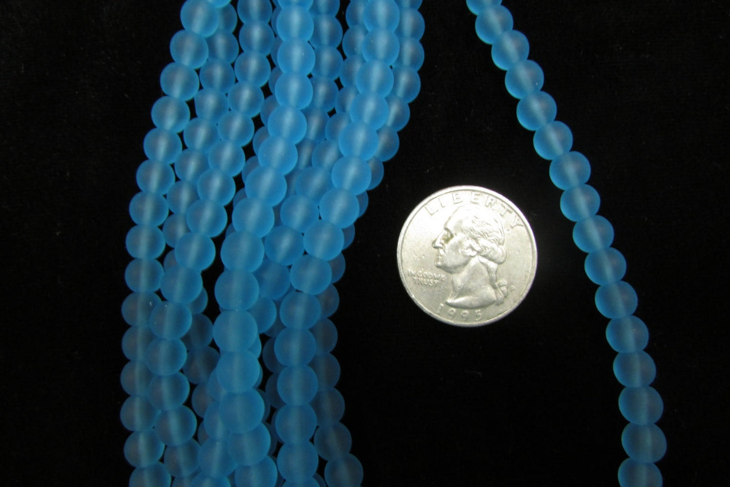 Sea Glass 8mm Round bead, Turquoise, 2-8 inch strand,