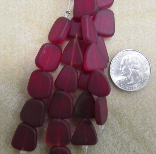 Ruby Simulated Sea Glass Slabs 14-16mm 6-piece strands,