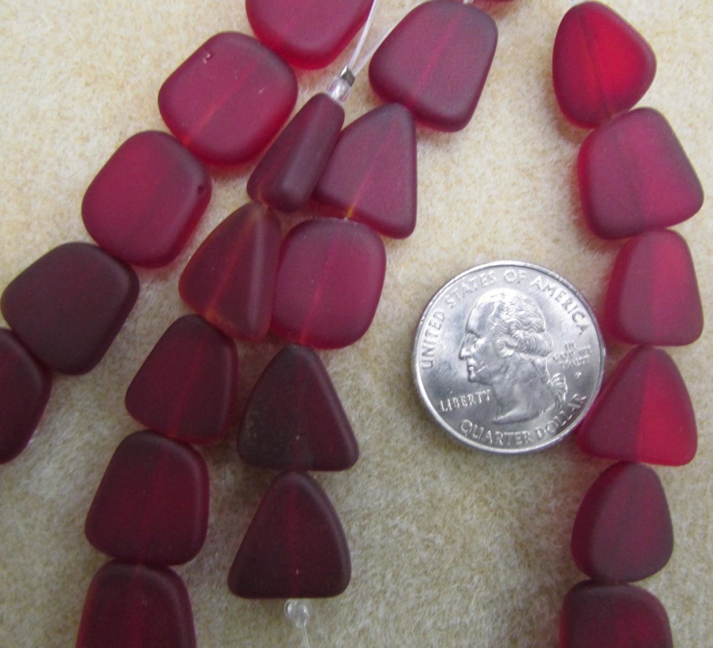 Ruby Simulated Sea Glass Slabs 14-16mm 6-piece strands,