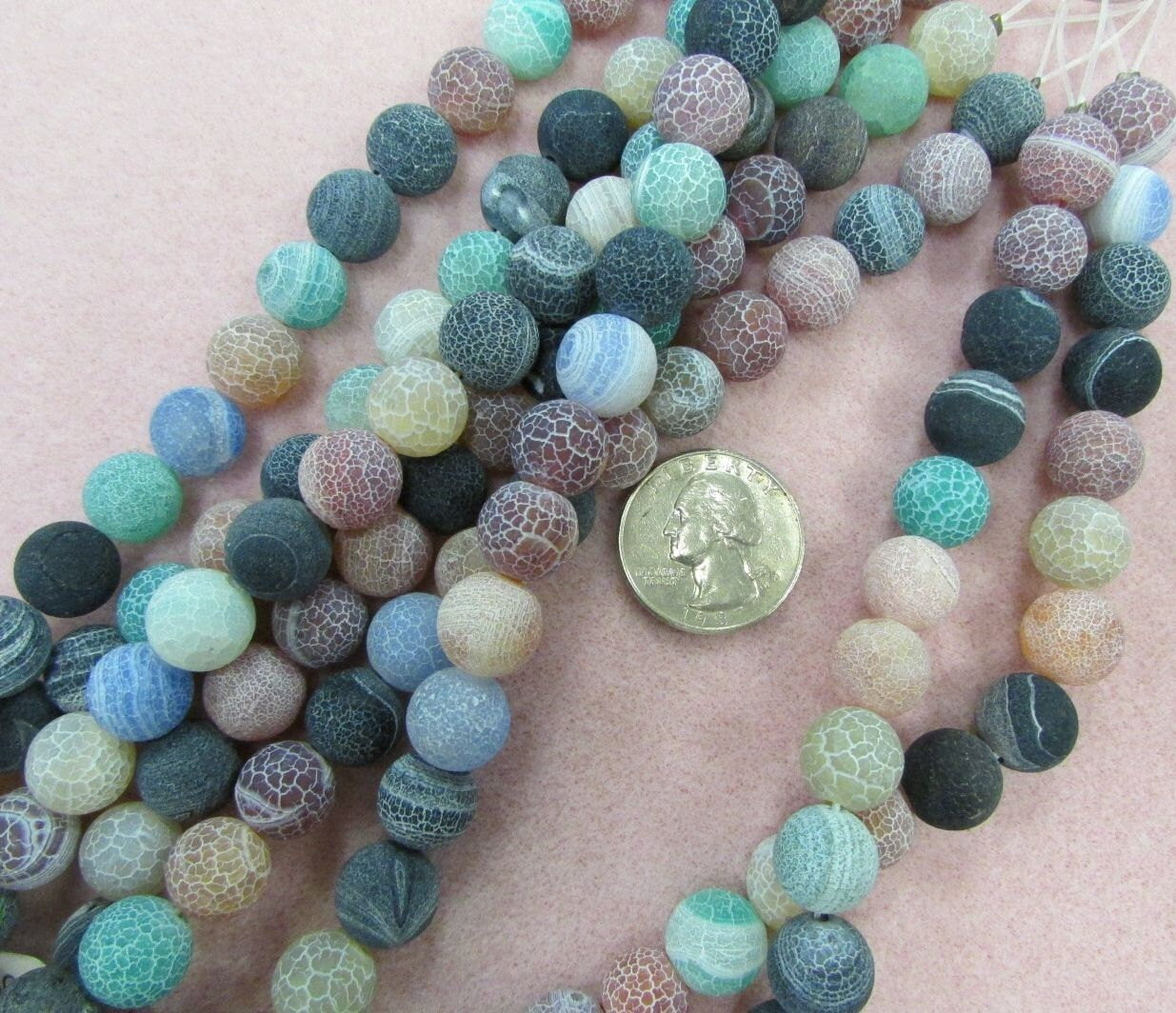 Matte Agate Rounds 12mm, Mixed Color #BE
