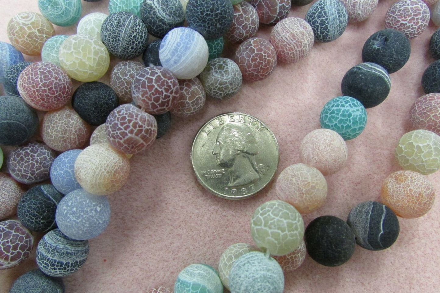 Matte Agate Rounds 12mm, Mixed Color #BE