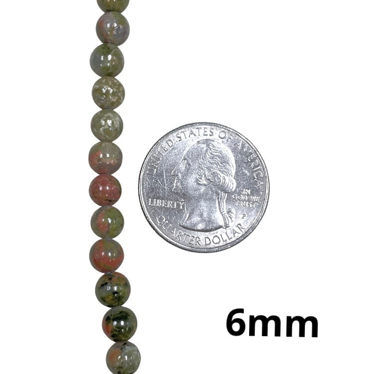 Round Unakite Beads (4mm, 6mm, 8mm)