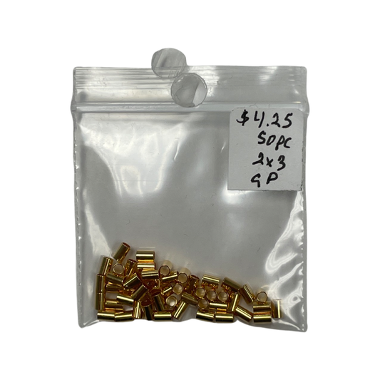 Gold Plated Crimp Tubes 2X3MM