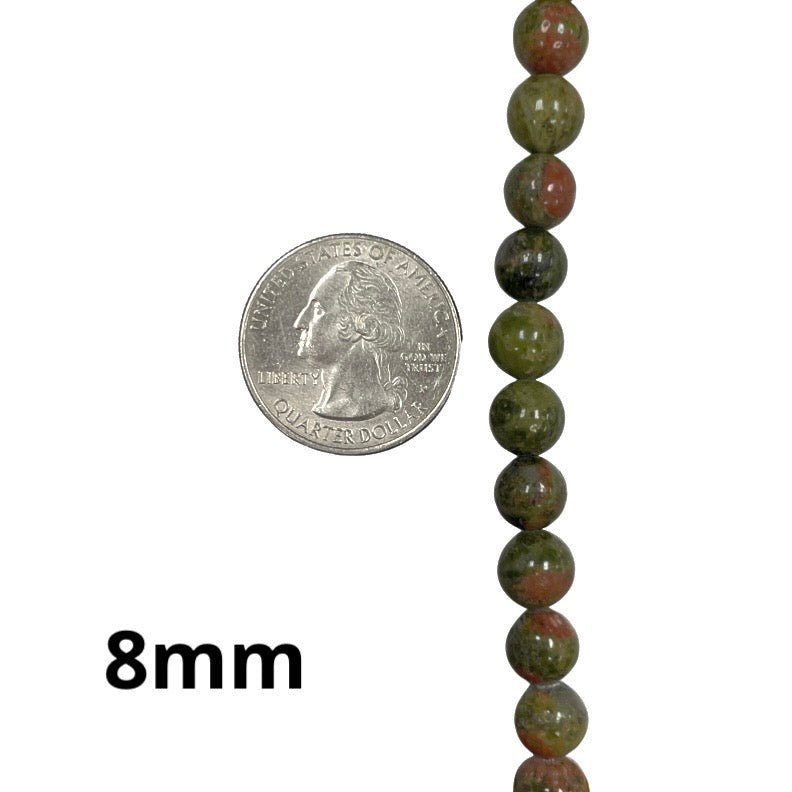 Round Unakite Beads (4mm, 6mm, 8mm)