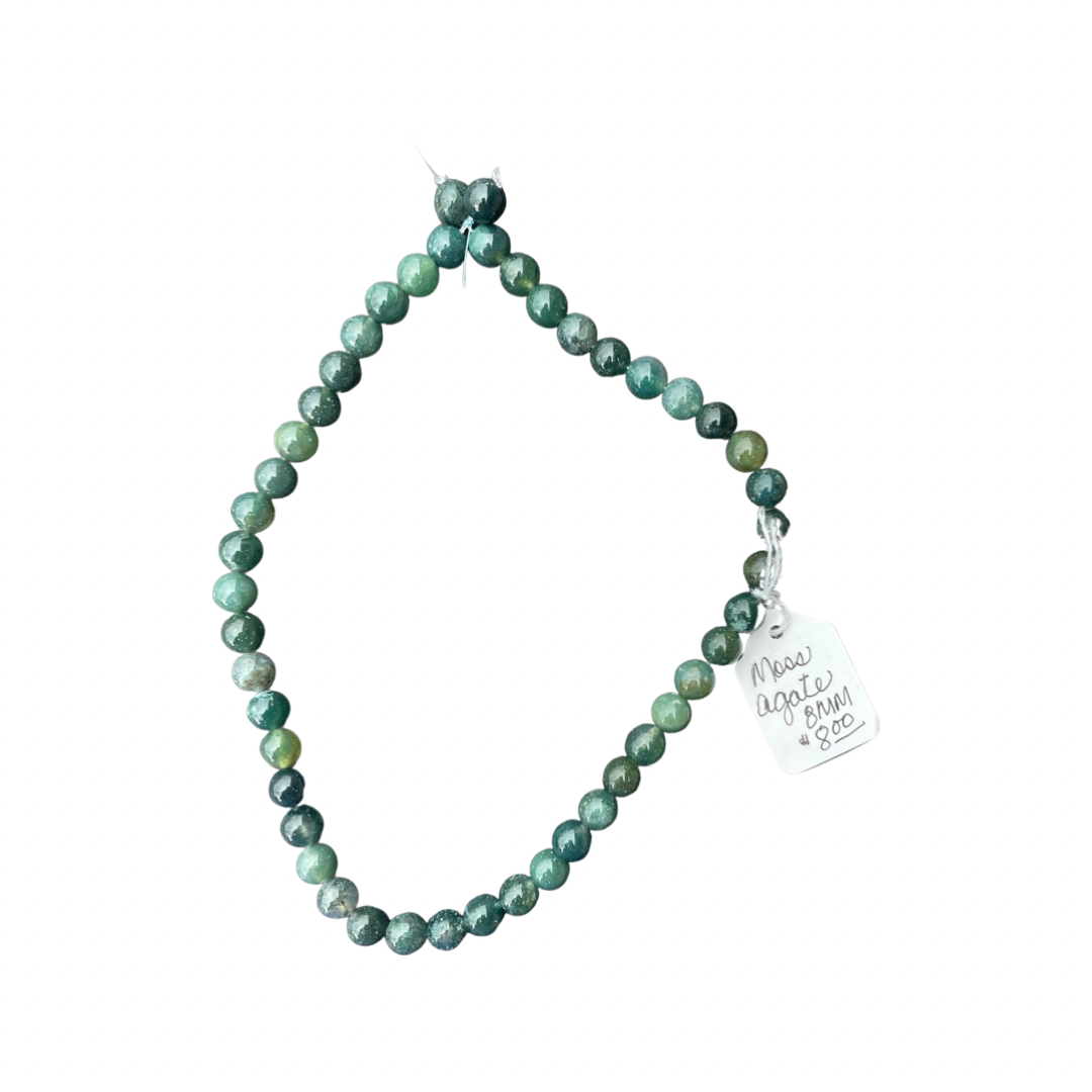 Moss Agate Beads 8mm Round