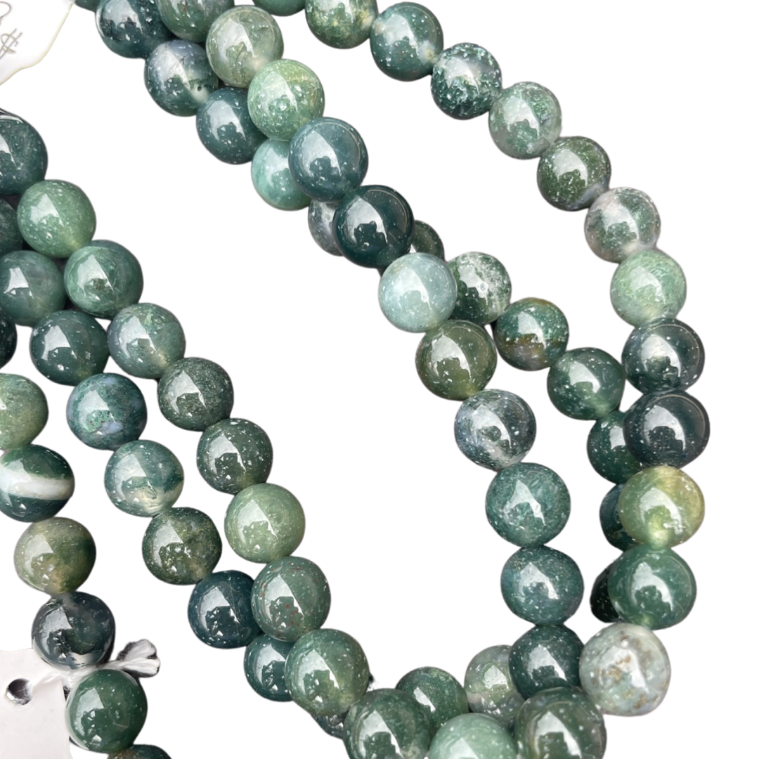 8mm Round Moss Agate Beads – beadsandbrushstrokes