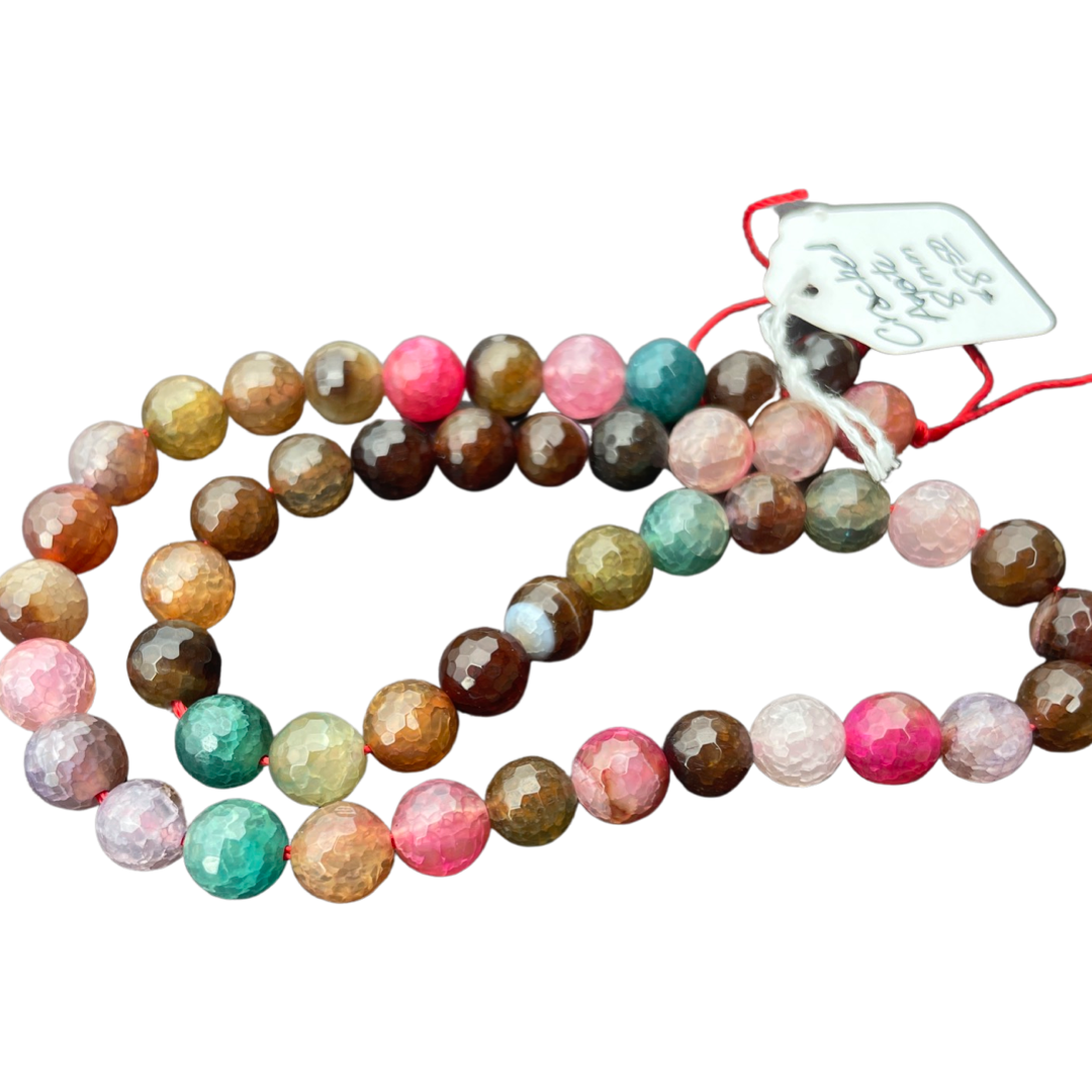 8mm Faceted Cracked Agate Beads