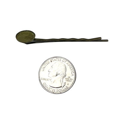 Bobby Pin, Antique Bronze 25 Piece Package With Bezel Cup
