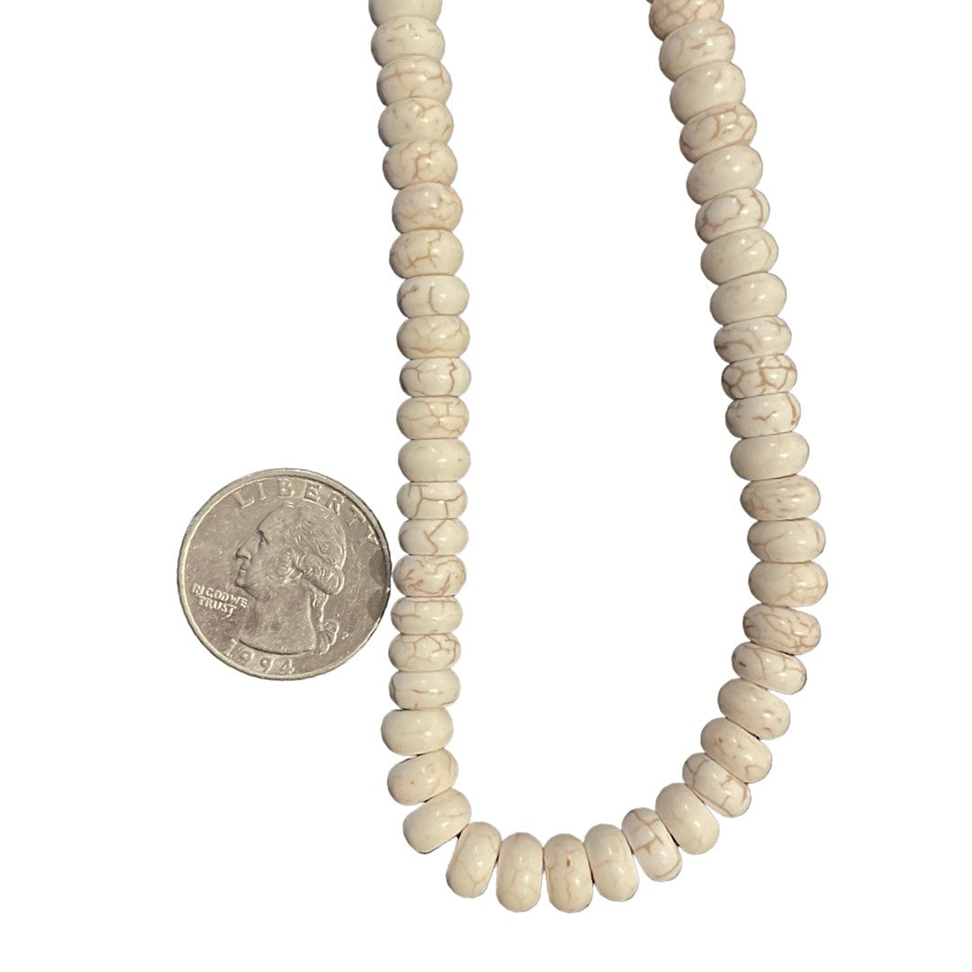 Ivory Magnesite 5x8mm Round Beads