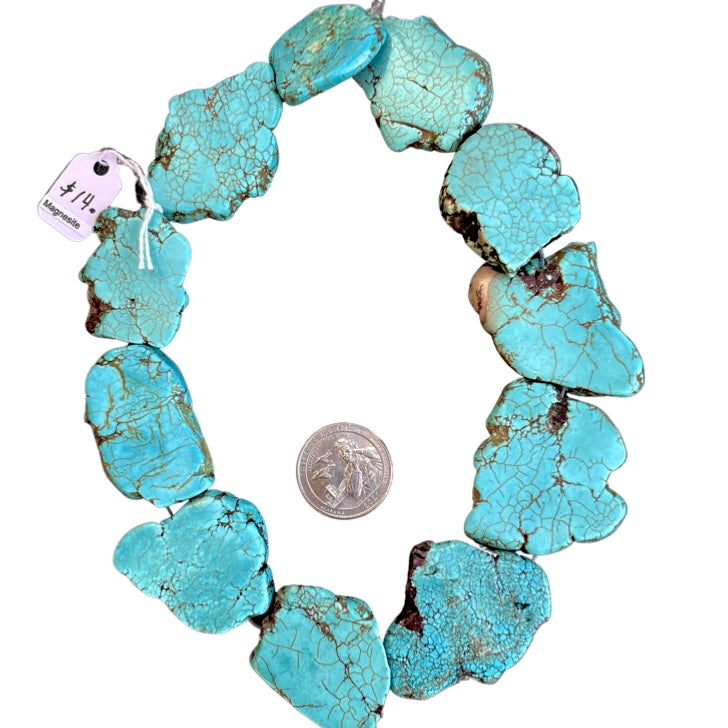 Magnesite Freeform Slab Turquoise Beads