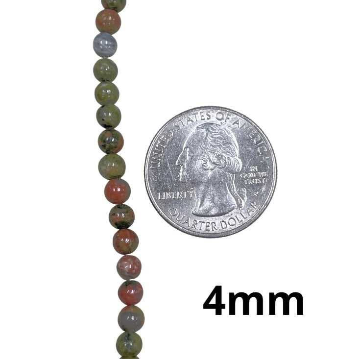 Round Unakite Beads (4mm, 6mm, 8mm)