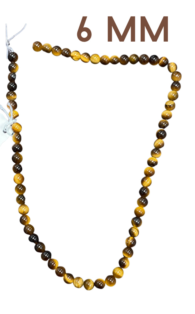 Tiger's Eye Round Beads: 6mm & 10 mm Strands